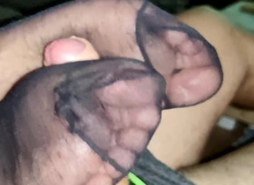 nylon footjobs with a short doggy enjoyment from