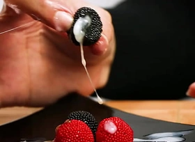 CFNM Handjob   cum on candy berries! (Cum on food 3)
