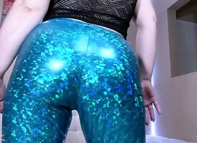 Ass Tease in Blue Shiny Leggings (2020)
