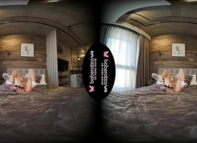 Solo blonde babe, Mika is masturbating all day, in VR