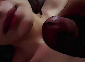 Blowjob ends with lot of cum in comic book style