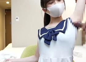 Japanese girl gives a man an armpit job wearing sailor suits