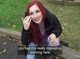 Public Agent Redhead Brit Shows Off The brush Pierced Tits Before Basement Fuck Creampie