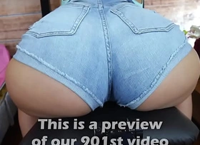 Big Nuisance Layman Spoil Twerking and Teasing on Cock With Tight Denim Shorts!