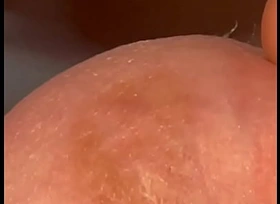 Leaking pre cum close up