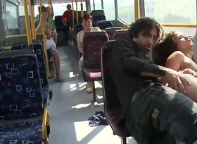 Little Euro babe fucks on a city bus