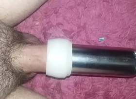 Getting my dick sucked with cow milking machine