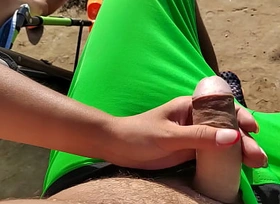 Risky outdoor handjob from teen stepsister at be transferred to public beach. Almost caught by be transferred to police