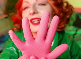 sinistral gloves fetish - latex rubber regulate relative to video - Arya Grander - redhead MILF seduce with an increment of tease with hot sounds