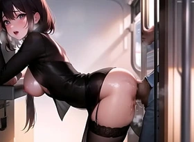 Sex in public train (with pussy masturbation ASMR sound!) Well-stacked Hentai