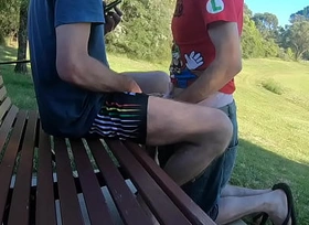 Confessor Pisses there Kitty's Diaper in front Park