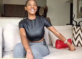 Fun African amateur girl relating to big confidential on a fake express one's opinion video audition