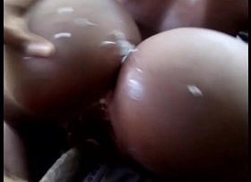 Splashing my Man-Milk all over my African Doll's phat booty cheeks w/cumshot (cocoa skinned making love doll) Part 2