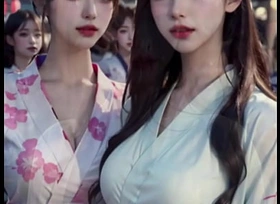 (3D ANIMATED AI-GENERATED MODELS) girlfriends came in yukatas (with pussy disparage ASMR sound!)