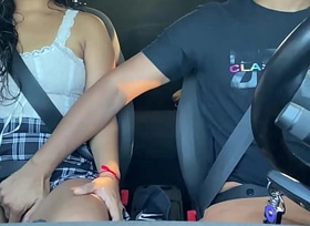 Horny new chum gets into Uber without panties and driver can't resist her