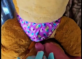 Cumming on Simba's purple panties