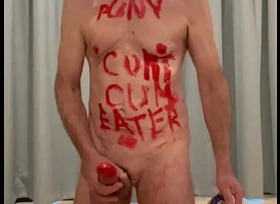 punycunt performs a jerk off and cum eating show