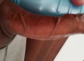 Fleshlight session, full view of my uncut cock. August 4, 2023.