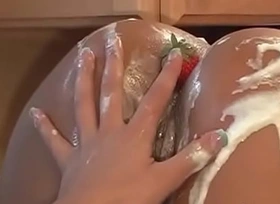 Teen Lesley and her go steady with are covered in whipped choosing