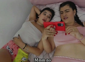 Bisexual stepsisters get horny watching a lesbian flick - Porn close by Spanish