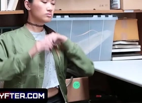 Asian Babe Jade Noir Caught Stealing And Punished By The Security Guard
