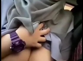 Malay Hijab Girl Drag inflate Dick upon Motor vehicle After Work