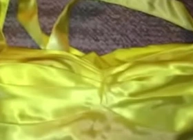 Yellow and White Ombre Satin Homecoming Dress 2