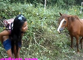 Heather deep 4 wheeling on scary fast quad and peeing next to horses all round the jungle