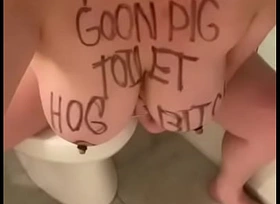 Fuckpig porn justafilthycunt humiliating degradation toilet wipe the floor with humping oinking squealing