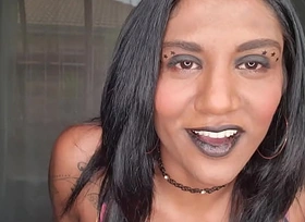 Desi slut wearing black lipstick wants will not hear of lips and tongue around your dick and taste your lips XXX close up XXX fetish