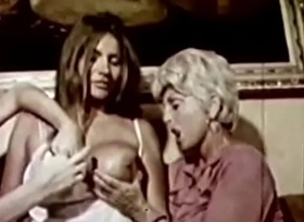 Three well done vintage lesbians close to gorgeous figures swell up each other's big tits
