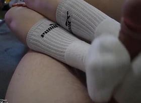 Sexy Footjob In Long Socks - Miley Grey