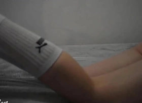 Sexy Blonde In Long Socks, You Come for to See It - Miley Age-old