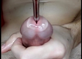 Stretching my hole to its limit with vibrating urethral stepper