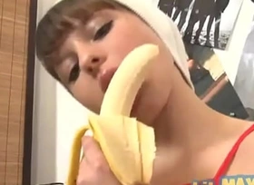Teen embark on fetish slut fucks banana - Lil Maya