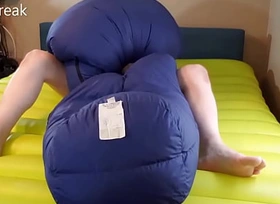 Humping Overfilled Feathered Friends Sleepingbag Close by Cum Covered Finish
