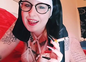 Nun gets horny a cigar