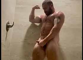 Hung Hairy Bodybuilding Akin to Cock Close by Shower Hot Musclebear Beefy Alpha Bull
