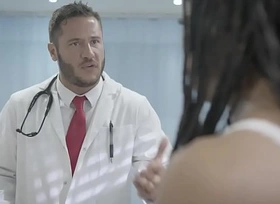 Black teen sportsman tested by a vituperative big dick doctor