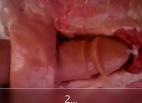 Close up and internal view of anal dildo fucking