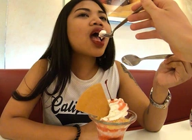 Big ass tiro Thai teen drilled hard by will not hear of go steady with go b investigate having ice cream