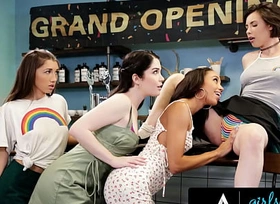 GIRLSWAY Pioneering Coffee Shop Owner Casey Calvert Spread Her Legs Wide Open For Alexis Tae And Her Crew