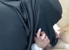 Hijab girl caught me naked and sucked my cock and I fucked her tight cum-hole