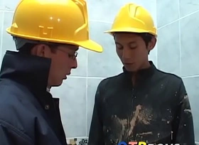 Bawdy construction on the go twinks fool alongside anal drilling