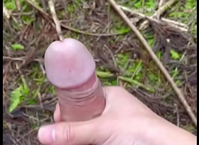 Japanese cumshot in forest