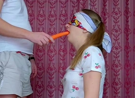 Step Brother tricked his when she passed a challenge with food and coax their way to blowjob and first sex! - Nata Fetching