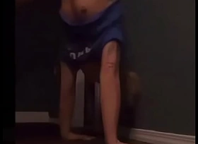 Teen doing a handstand in all directions nip slip