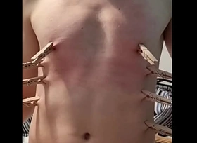 Cute teenage boy gets punished with whips, clamps, buttplug and facial!